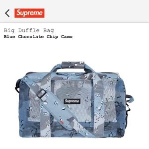 Blue chocolate chip camo supreme duffle bag!